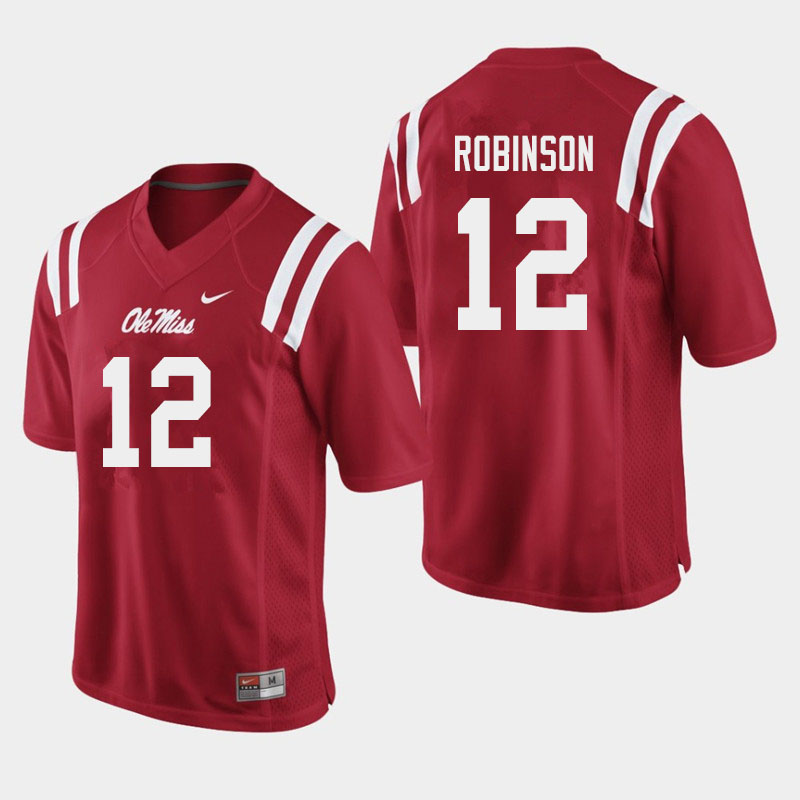 Men #12 Austrian Robinson Ole Miss Rebels College Football Jerseys Sale-Red